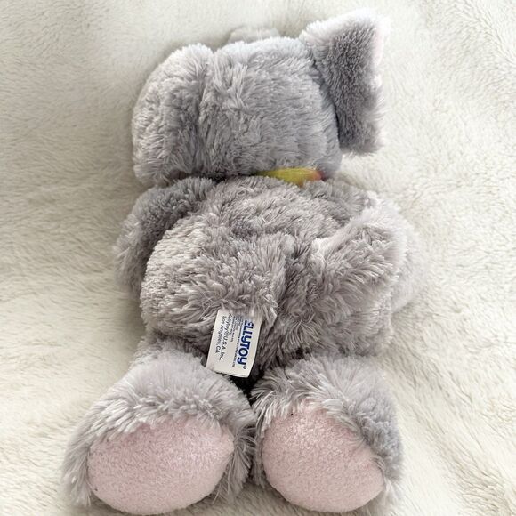 Kellytoy Grey Elephant 14” Pink Ribbon Plush Soft Stuffed Animal Doll - Picture 3 of 5